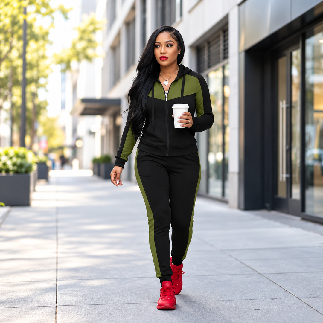 Sylvisoria - 2-Piece Colorblock Tracksuit Set