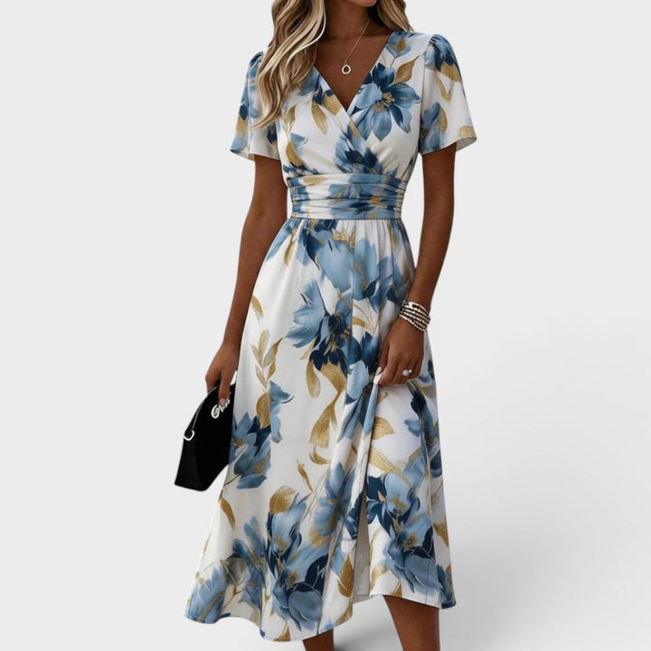 Elinza - Floral Midi Wrap Dress