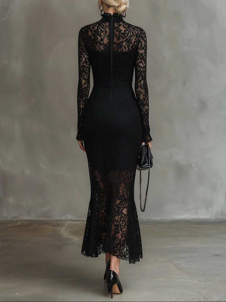 Yalissa - Long Sleeves Lace Maxi Dress