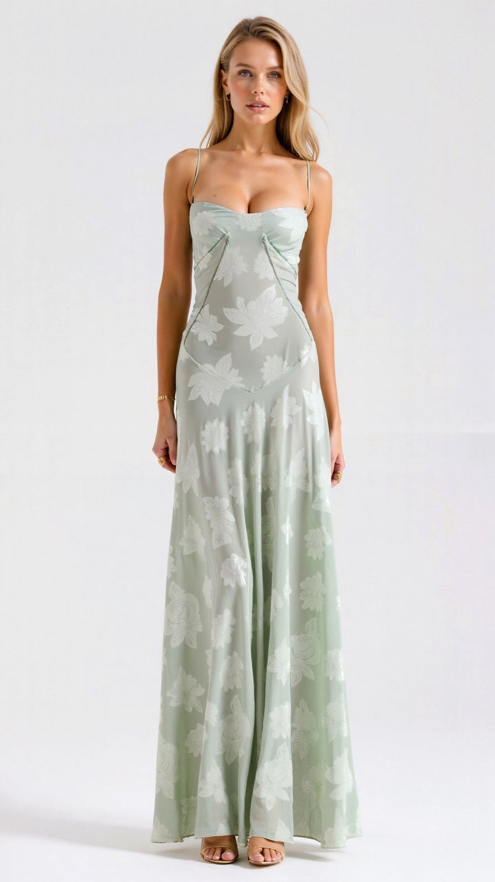 Clarissa - Elegant Long Dress With Back Lace Up