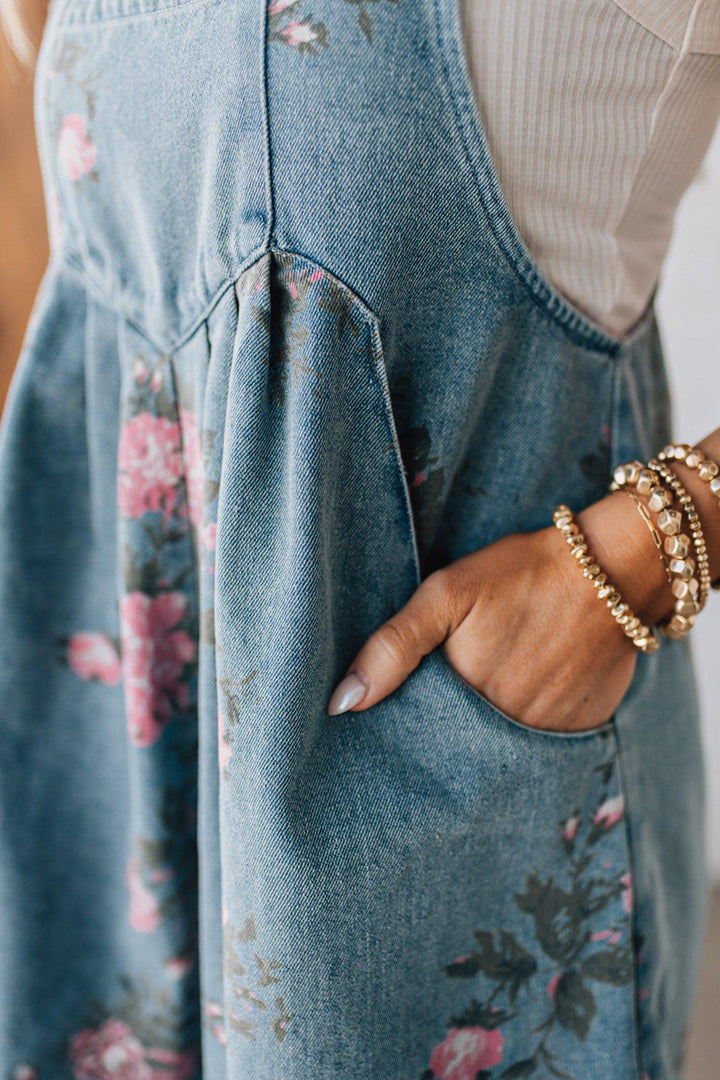 Katien - Floral Denim Jumpsuit