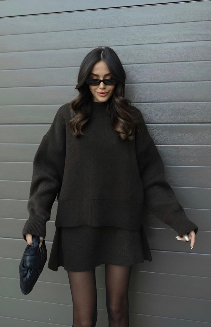 Raphaella - Knitted Sweater And Skirt Set