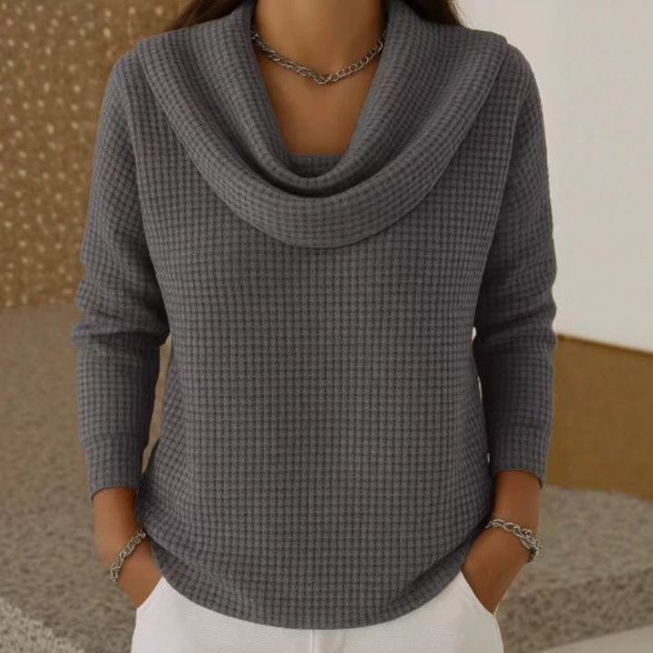 Danela - Elegant Waterfall Neckline Sweater