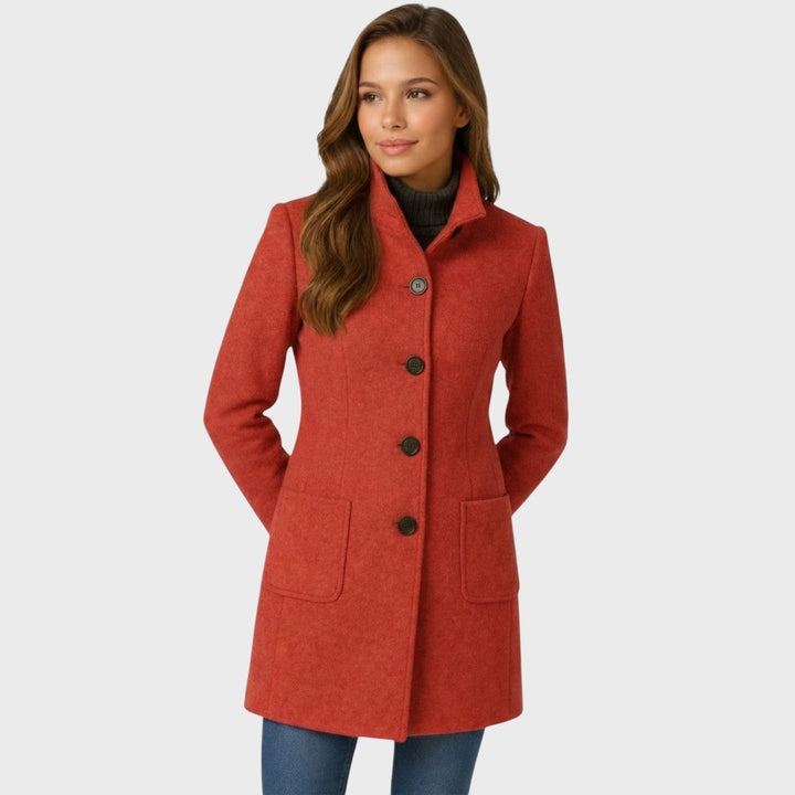 Ellarose - Elegant Button-Up Wool Coat