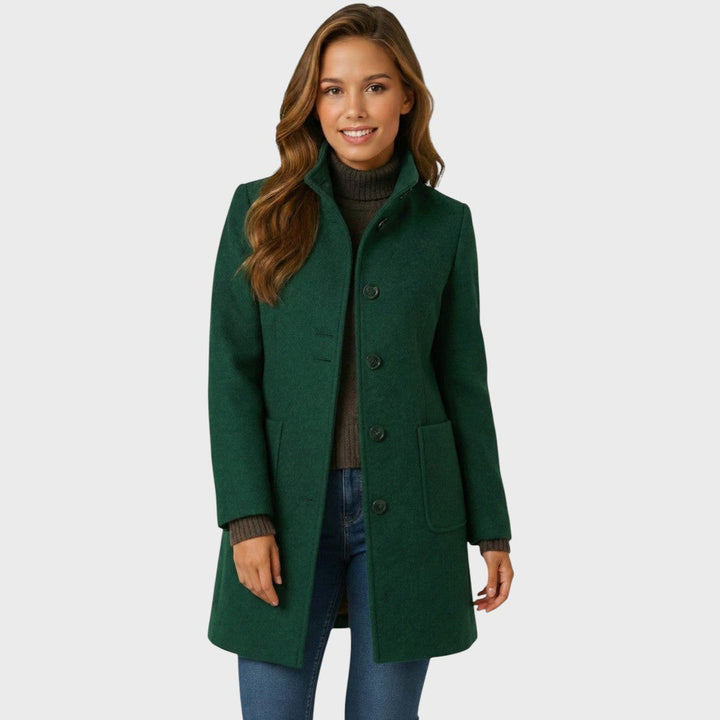Ellarose - Elegant Button-Up Wool Coat