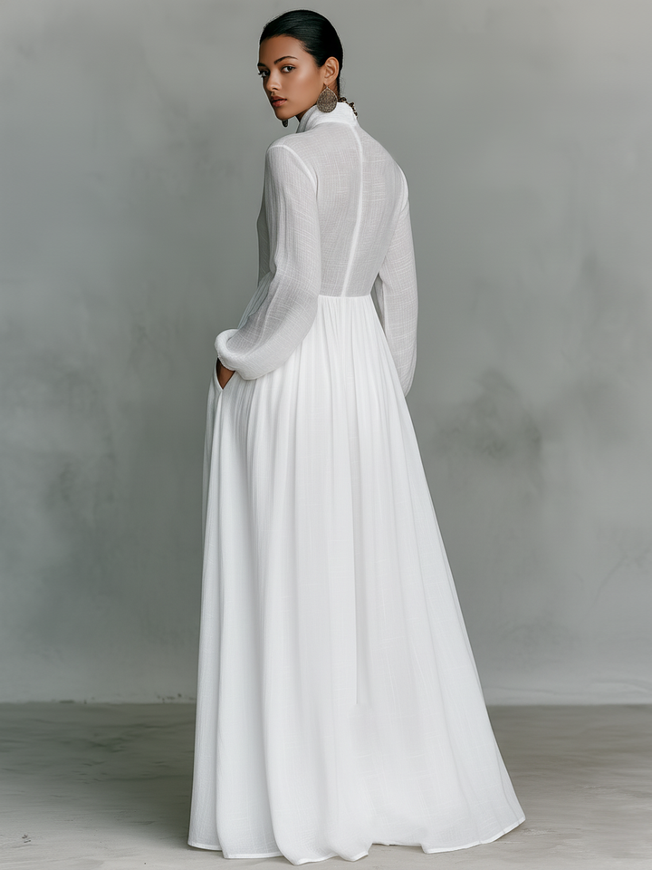 Naylia - Maxi Dress with High Neck and Long Sleeves