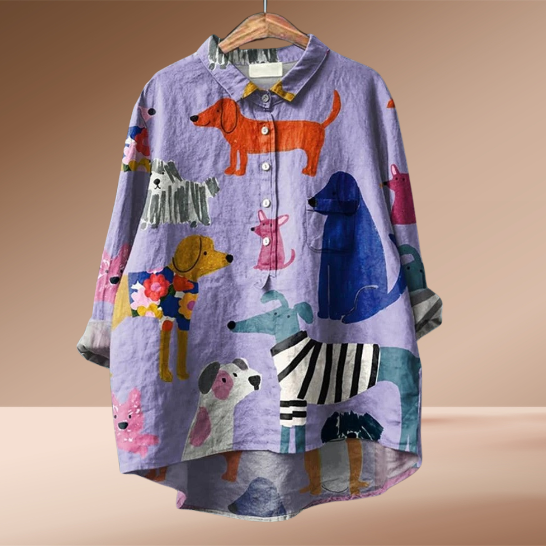 Skaiste - Exclusive Blouse With Dog Print