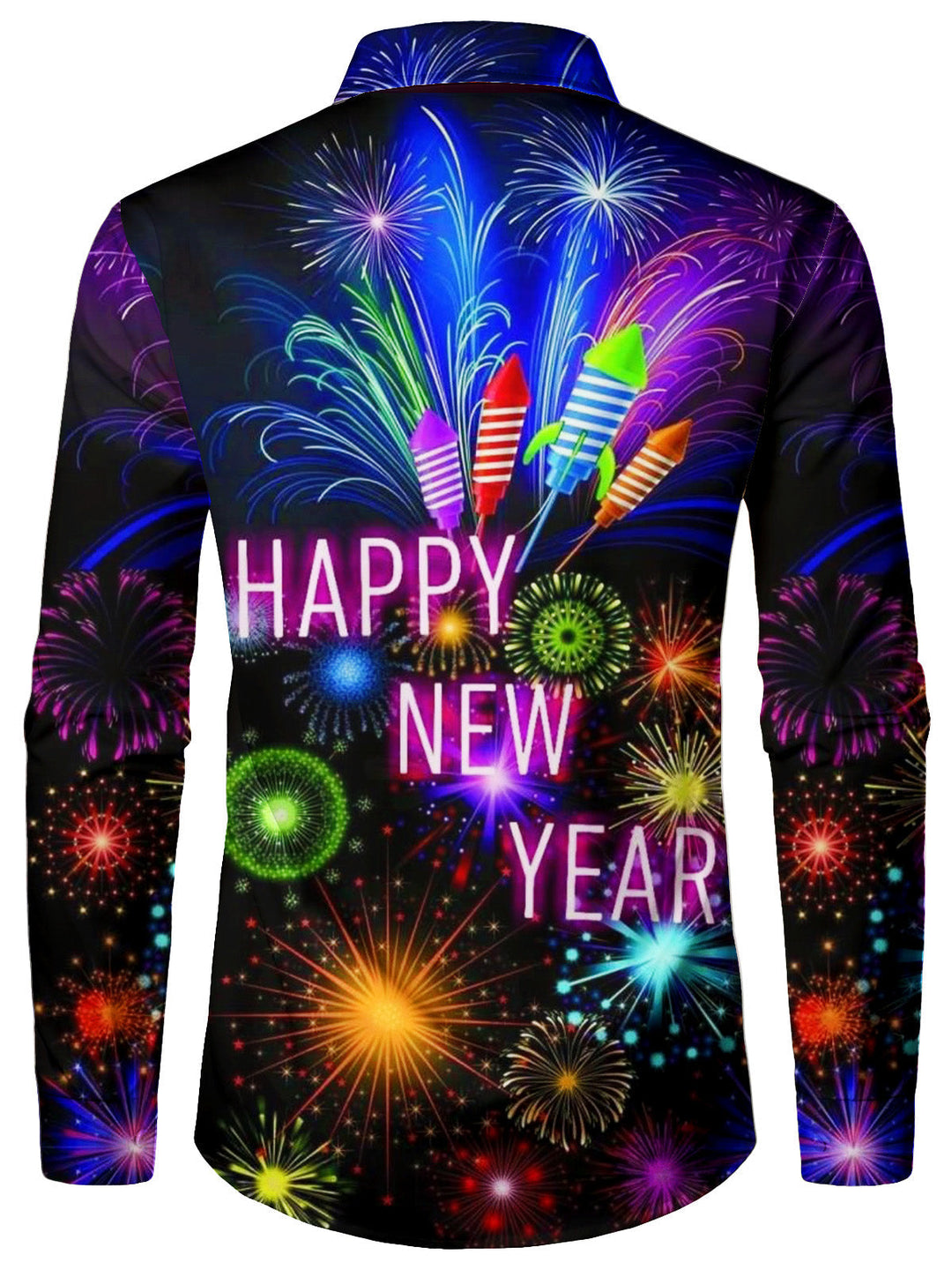 Mateo - Men's Happy New Year Fireworks Long Sleeve Shirt