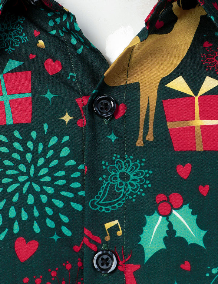 Victor - Men's Christmas Reindeer Holiday Cotton Long-Sleeved Shirt