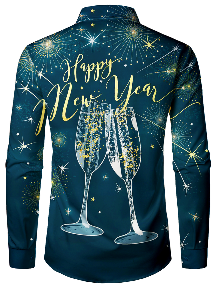 Jasonen - Men's Christmas Cocktails New Year's Eve Long-Sleeved Shirt