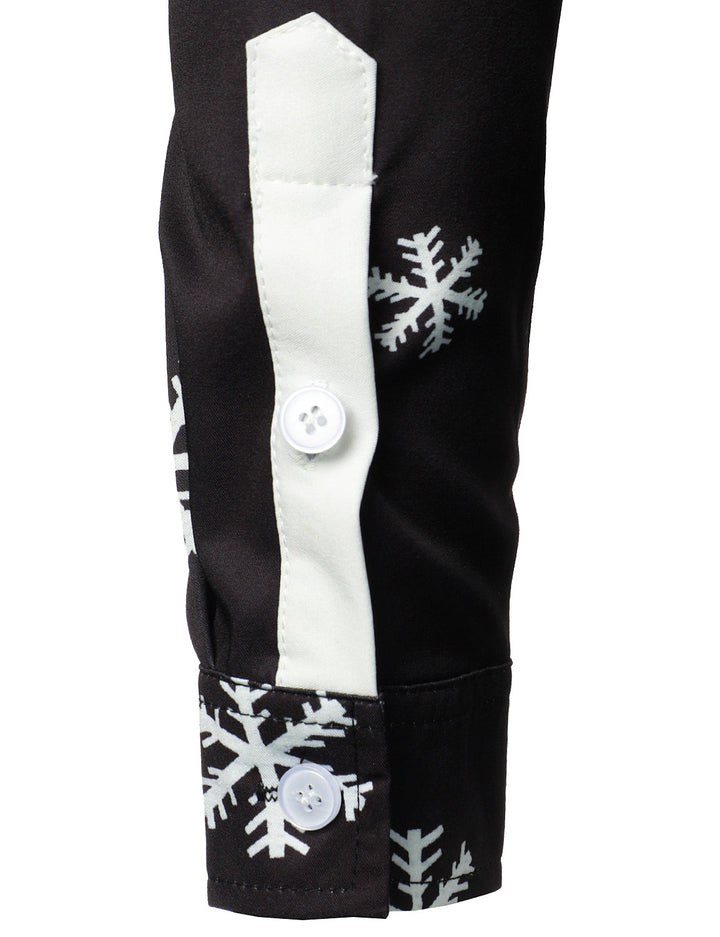 Mathan - Men's Santa Claus Button-Up Black Funny Long-Sleeved Shirt