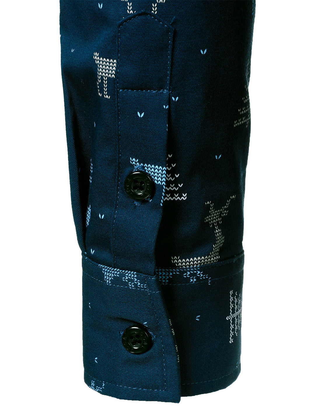 Rowan - Men's Christmas Tree Moose Print Breathable Navy Blue Long Sleeve Shirt