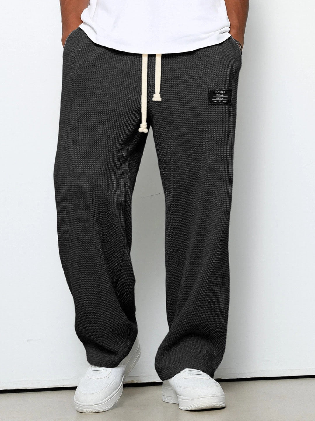 Daved - Casual Waffle Knitted Drawstring Pants