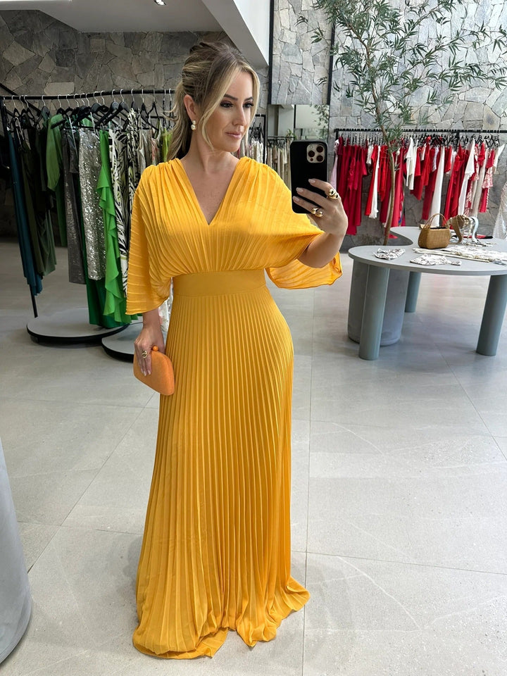 Valerija - Vibrant Pleated Maxi Dress
