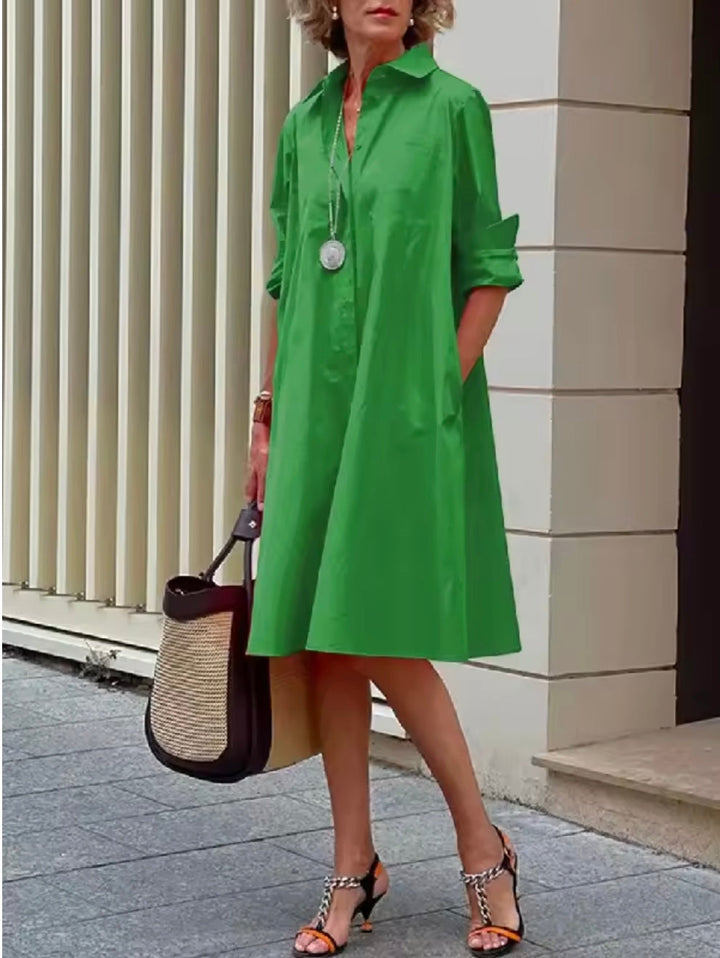 Kahleah  - Elegant Shirt Dress With Pockets