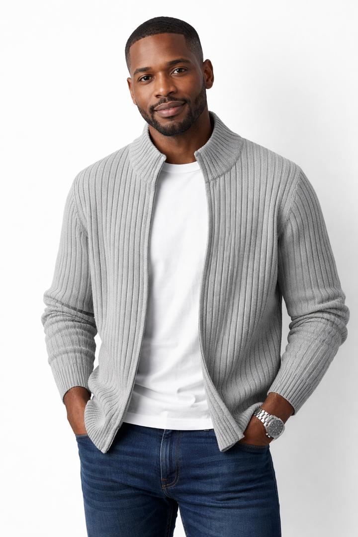 Bjarte - Ribbed Cardigan With Zipper