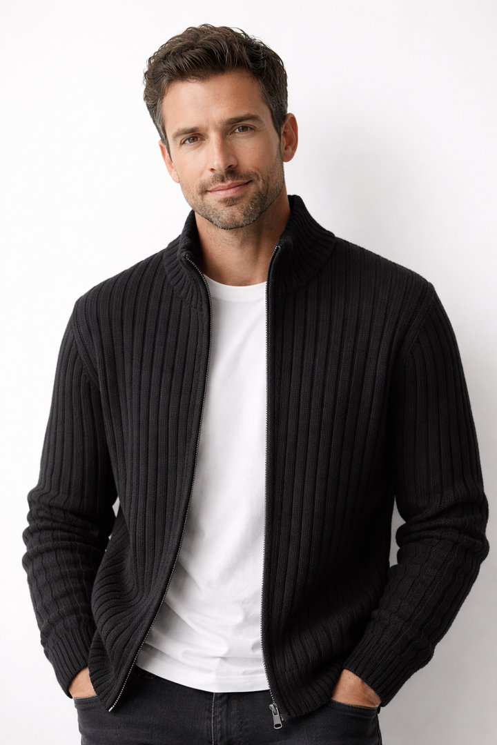 Bjarte - Ribbed Cardigan With Zipper