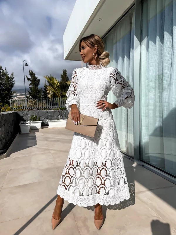 Larena - Fashionable Midi Lace Dress