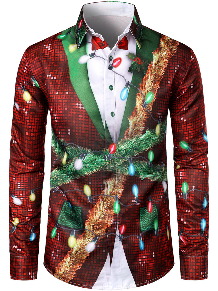 Bryce - Men's Christmas Fun outfit Theme top Holiday Button-down Long-Sleeved Shirt
