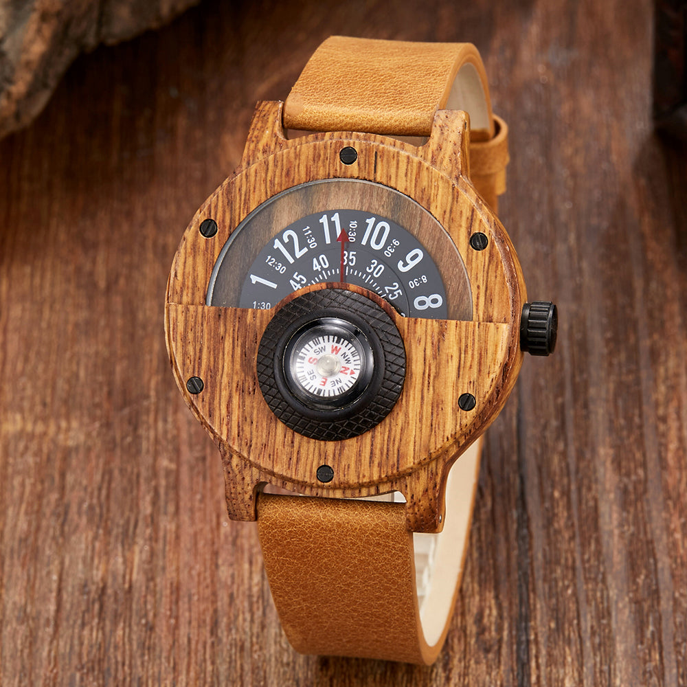 Krzysztof - Turntable Compass Dial Wooden Watch