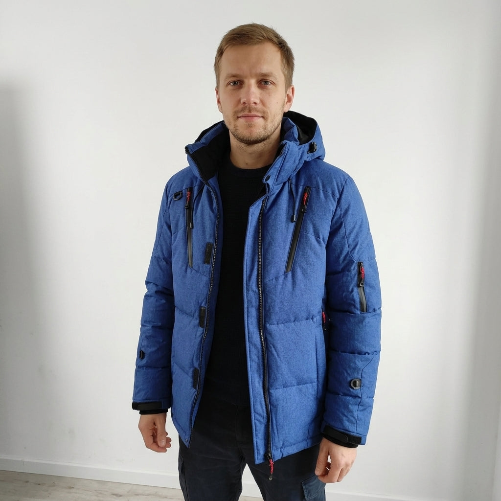 Peneolia - Puffer Jacket With Hood and Zippered Pockets