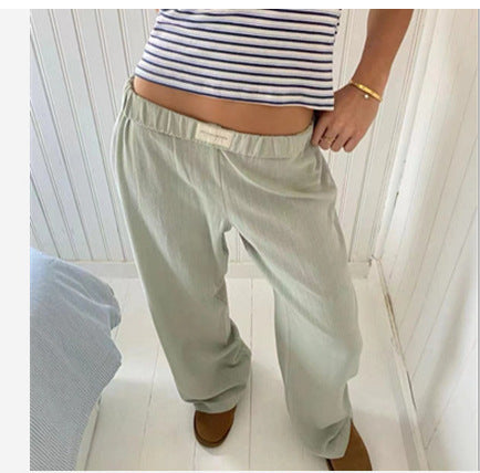 Evgenia - Wide Cut Lounge Pants With Elastic Waistband