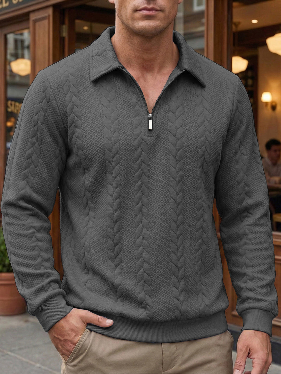 Eliyahu - Stylish Long Sleeve Jacket With Half Zipper
