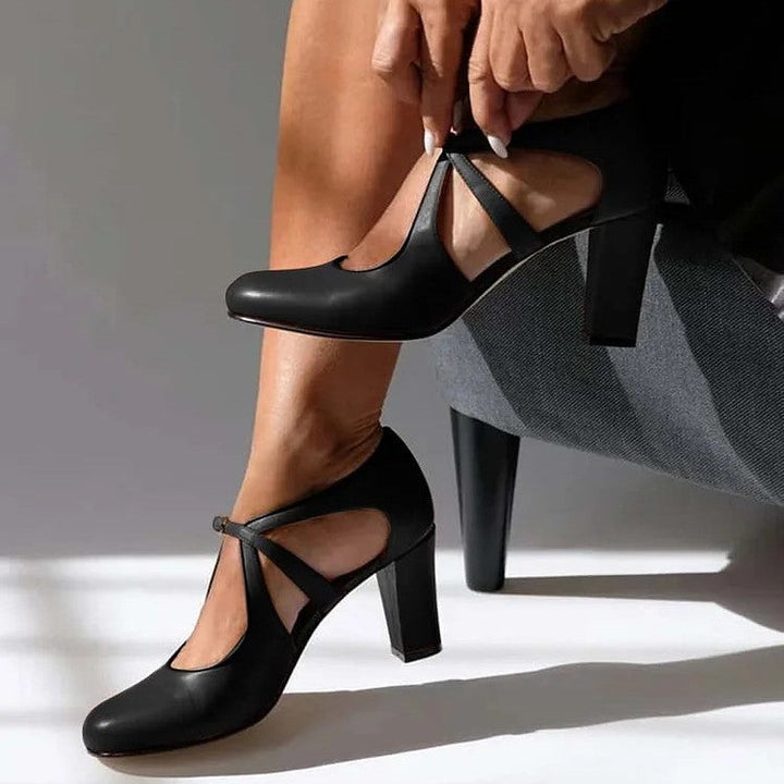 Kitiya - Classic T-Strap Chunky Heels