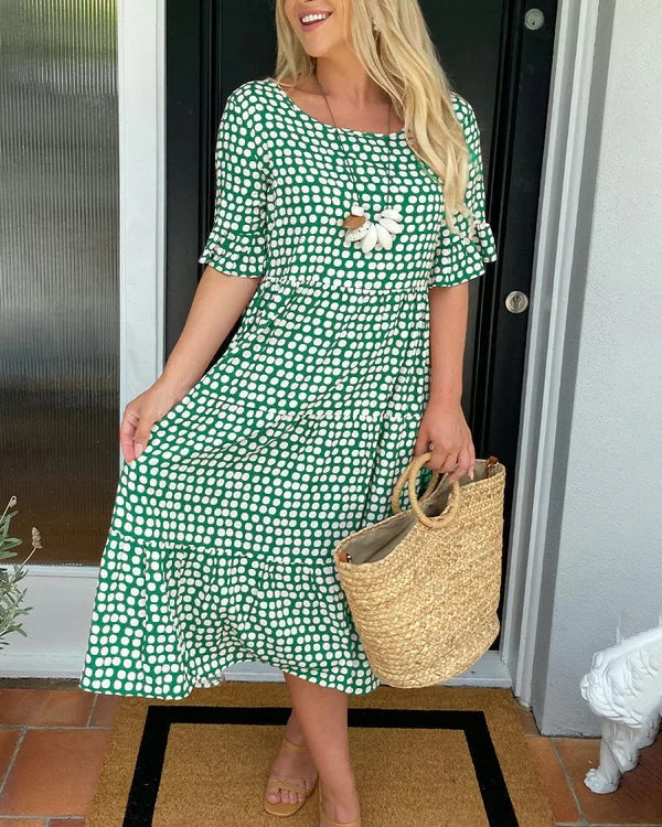 Blythea - Elegant Short Sleeve Midi Dress