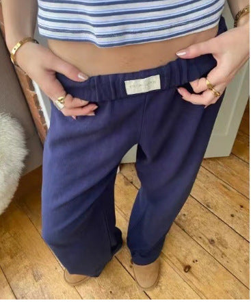 Evgenia - Wide Cut Lounge Pants With Elastic Waistband