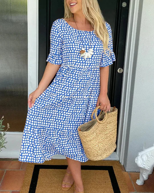 Blythea - Elegant Short Sleeve Midi Dress