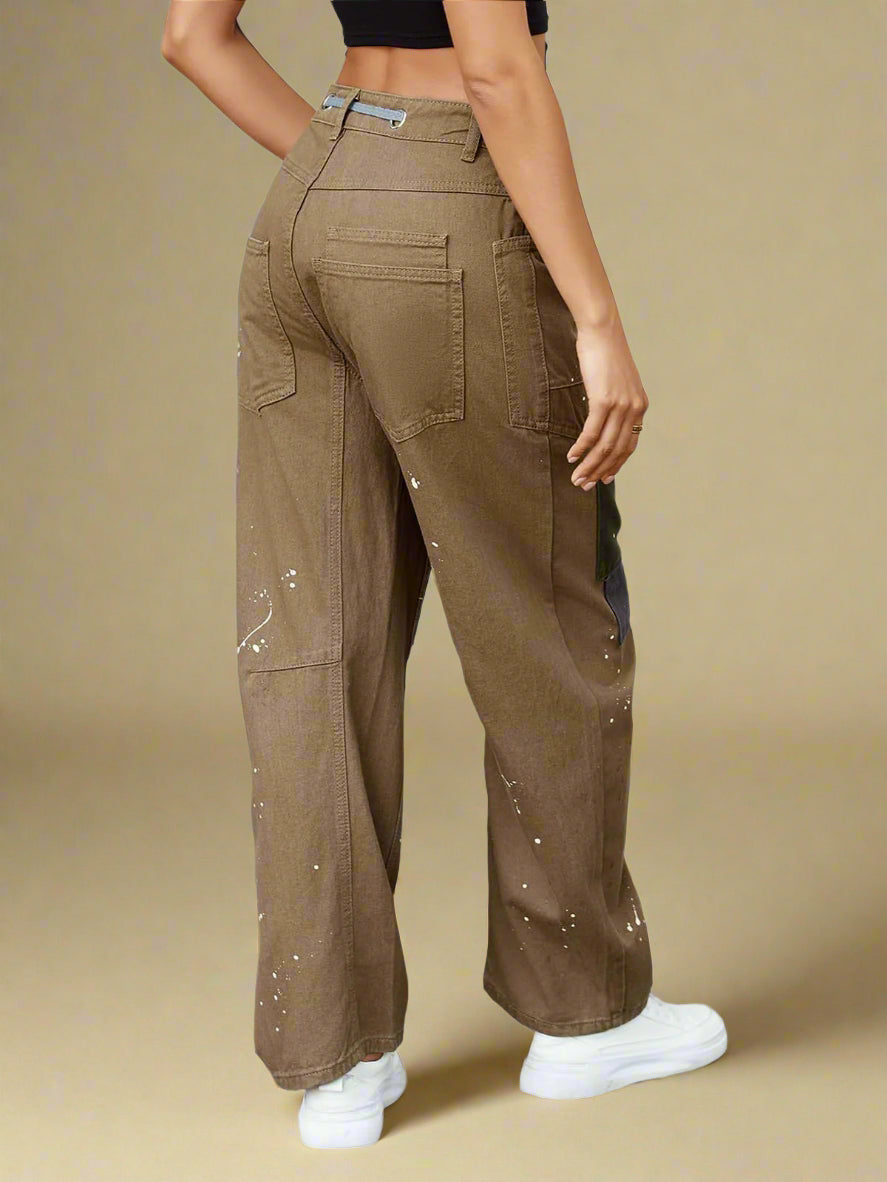 Felixa - Wide Leg Patchwork Denim Pants