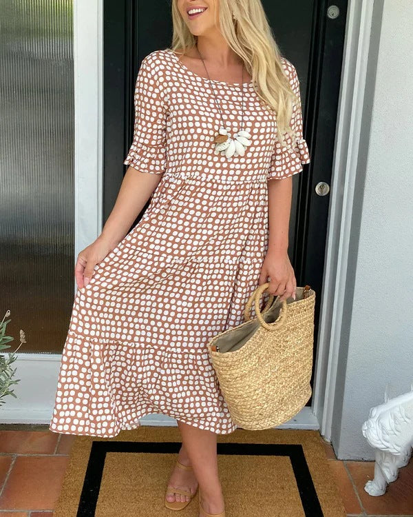 Blythea - Elegant Short Sleeve Midi Dress