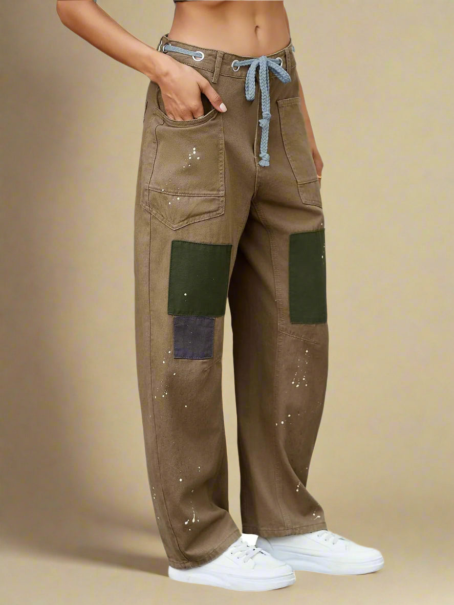 Felixa - Wide Leg Patchwork Denim Pants
