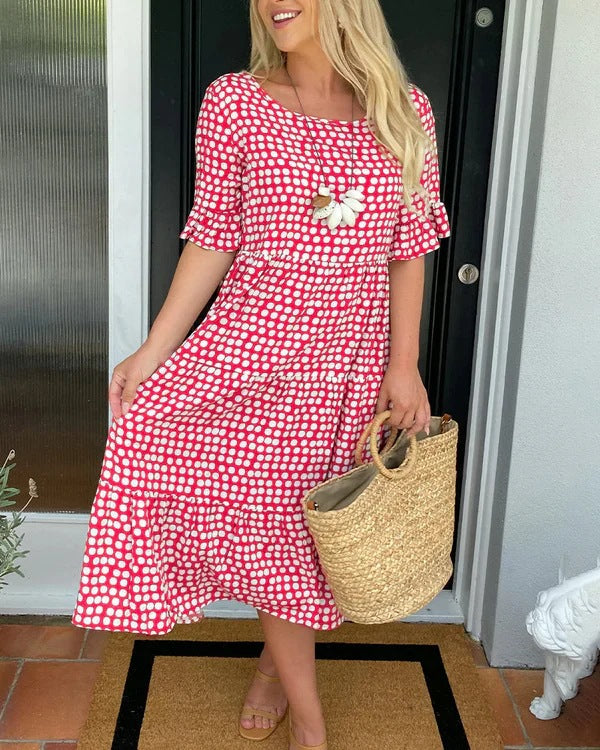 Blythea - Elegant Short Sleeve Midi Dress