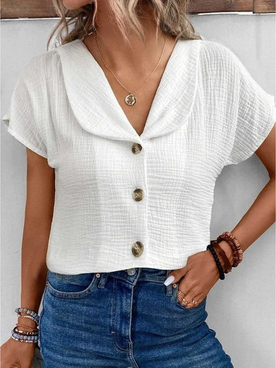 Anthousa - Top with Collar and Buttons