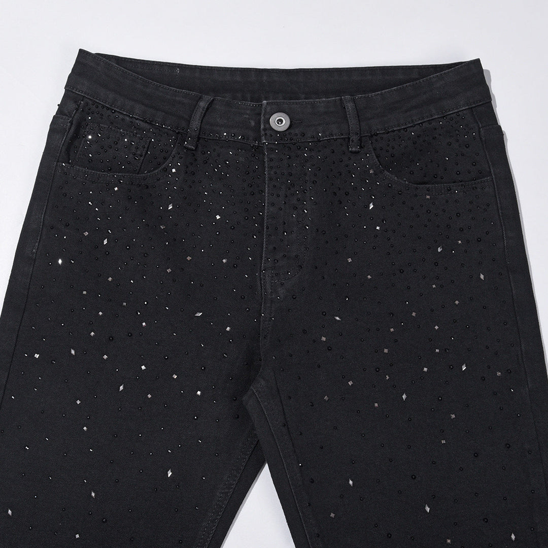 Jake - Rhinestone High Waist Slim Fit Jeans
