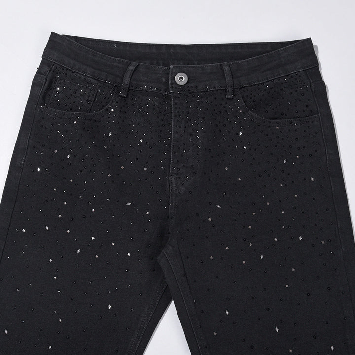 Jake - Rhinestone High Waist Slim Fit Jeans