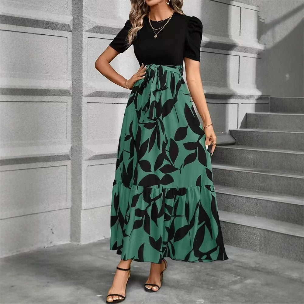 Nuray - Elegant Floral Short Sleeve Dress
