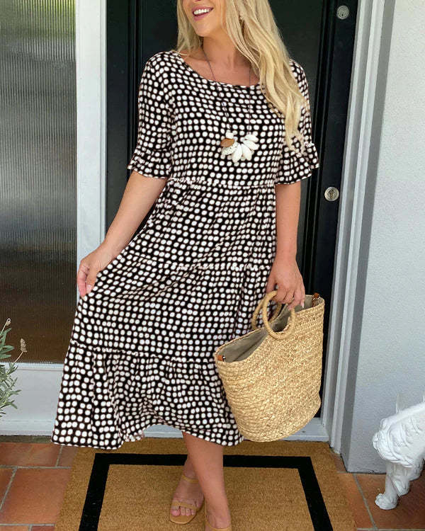 Blythea - Elegant Short Sleeve Midi Dress