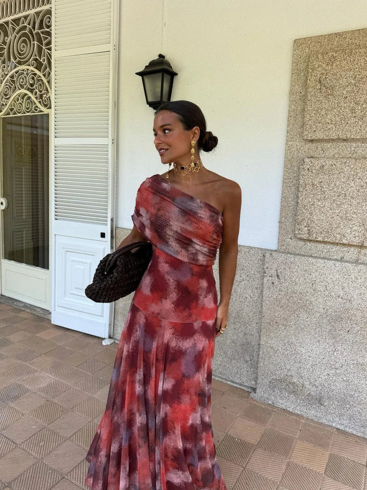 Dainia - One-Shoulder Mesh Maxi Dress