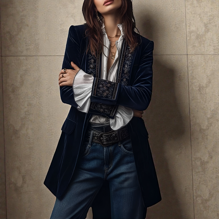Naeva - Soft Elegance Long-Sleeved Velvet Jacket