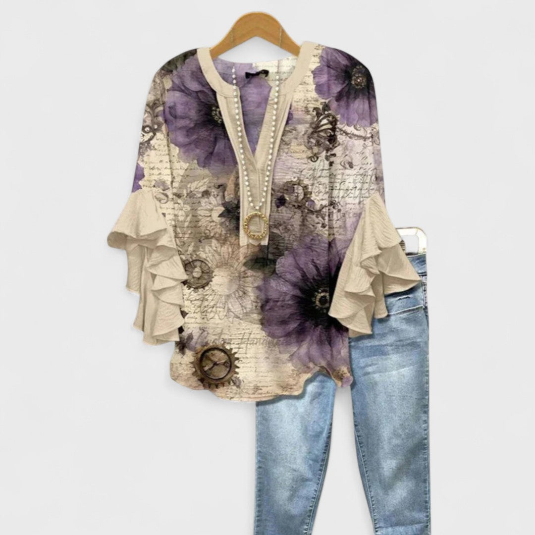 Rachida - Elegant Floral Print Blouse