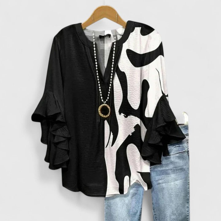 Juria - Floral Print Ruffle Sleeve Blouse