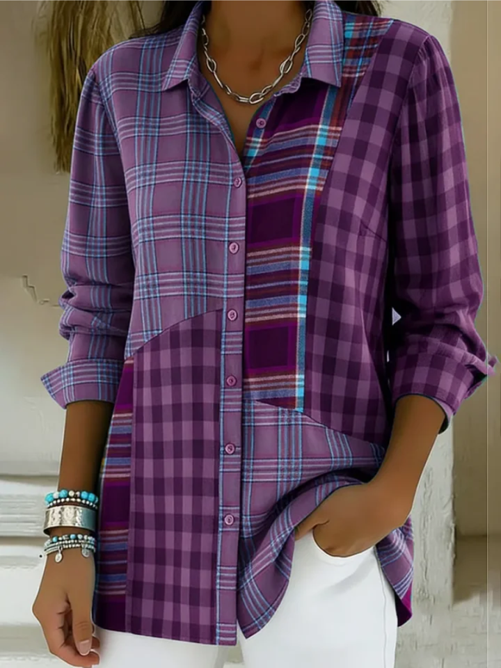 Camren - Long Sleeve Blouse With Checkered Pattern