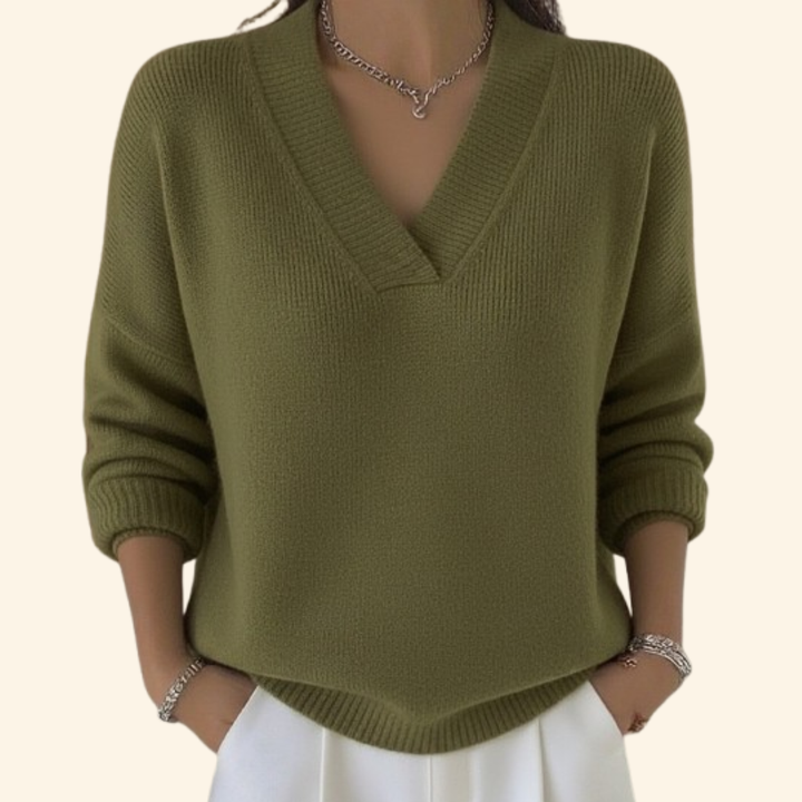 Rashida - Casual Knitted V-Neck Sweater