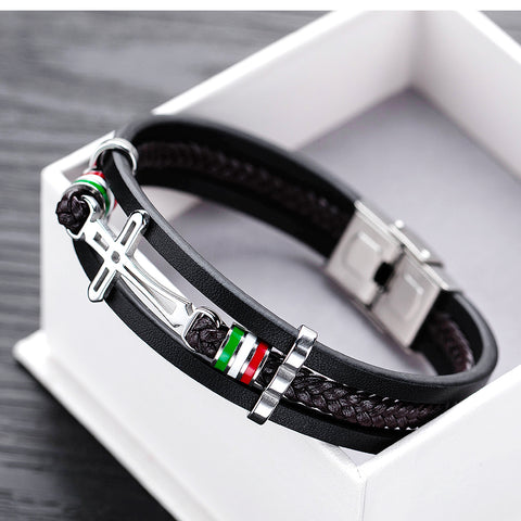 Nikos - High-quality Leather Handmade Cross Bracelet
