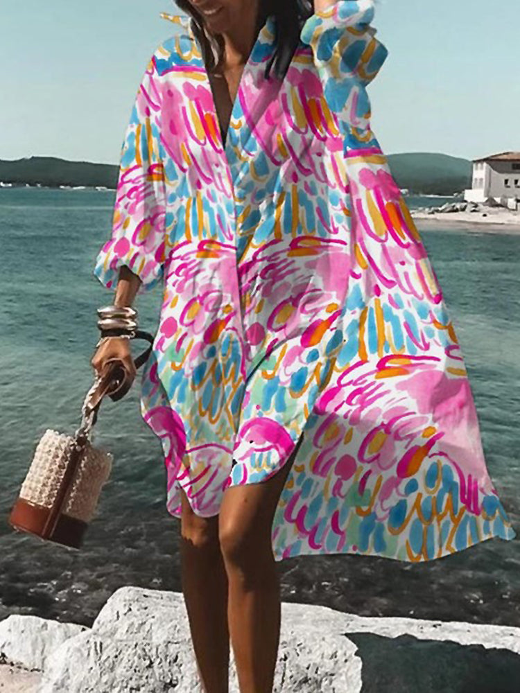 Calogera - Elegant Loose Fit Shirt Dress