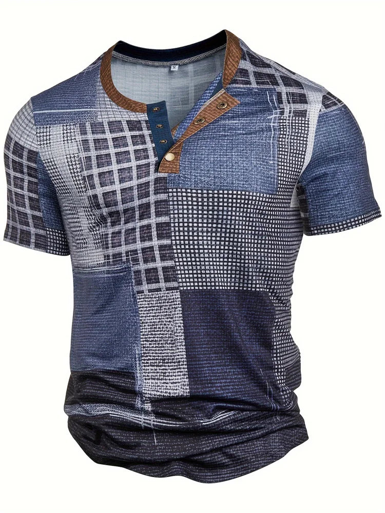 Edson - Stylish Patchwork Print Shirt