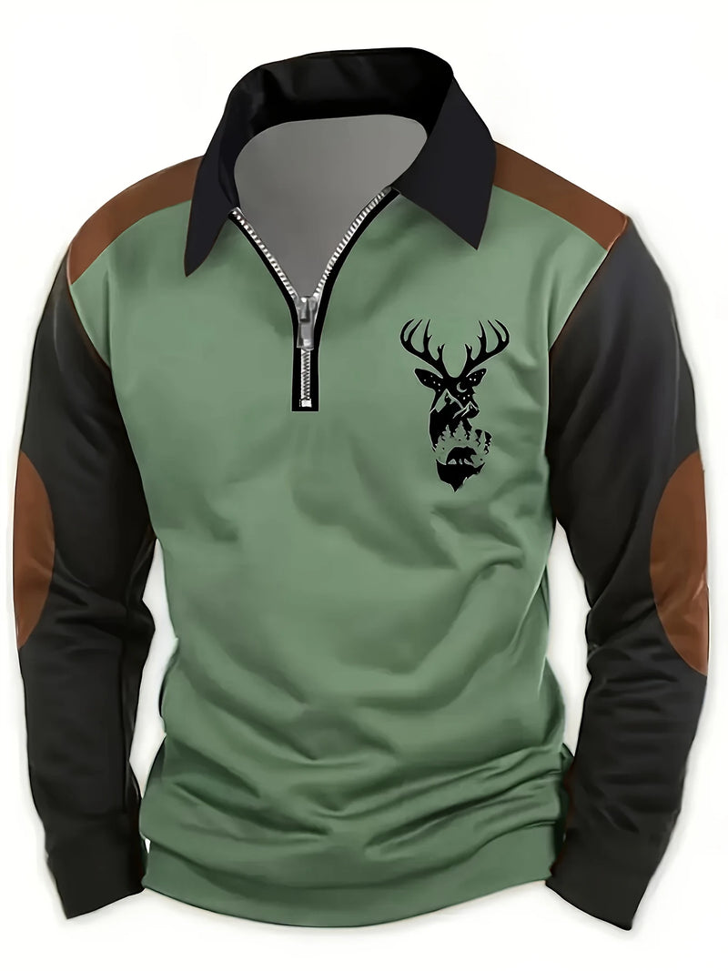 Quenmir - Deer Graphic Long Sleeve Shirt